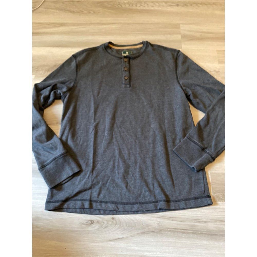 G.H. Bass & Co., men's grey long sleeve 1/4 button pullover casual shirt size sm